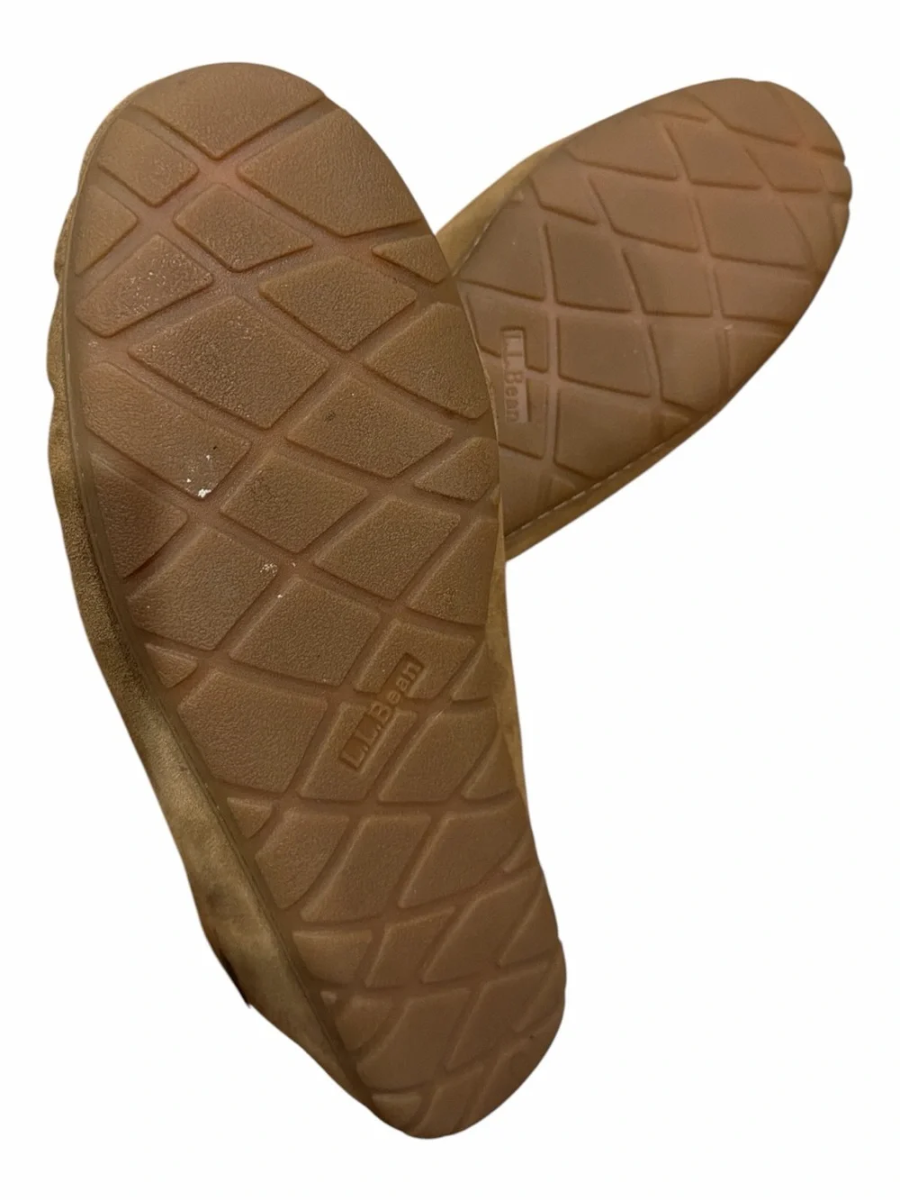 L.L. Bean Chestnut Suede Shearling Moccasin Slippers